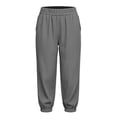 thumbnail image 4 of ZHYou No Boundarie Womens Capri Pants Slim Fit Cuffed Leg Corduroy Elastic Waist Cropped Tapered Joggers with Pockets,Gray,Size XL, 4 of 9