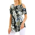 thumbnail image 4 of Hibeli Women Floral Paisley Print Summer T Shirts Cold Shoulder Tunic Top Blouse, 4 of 7