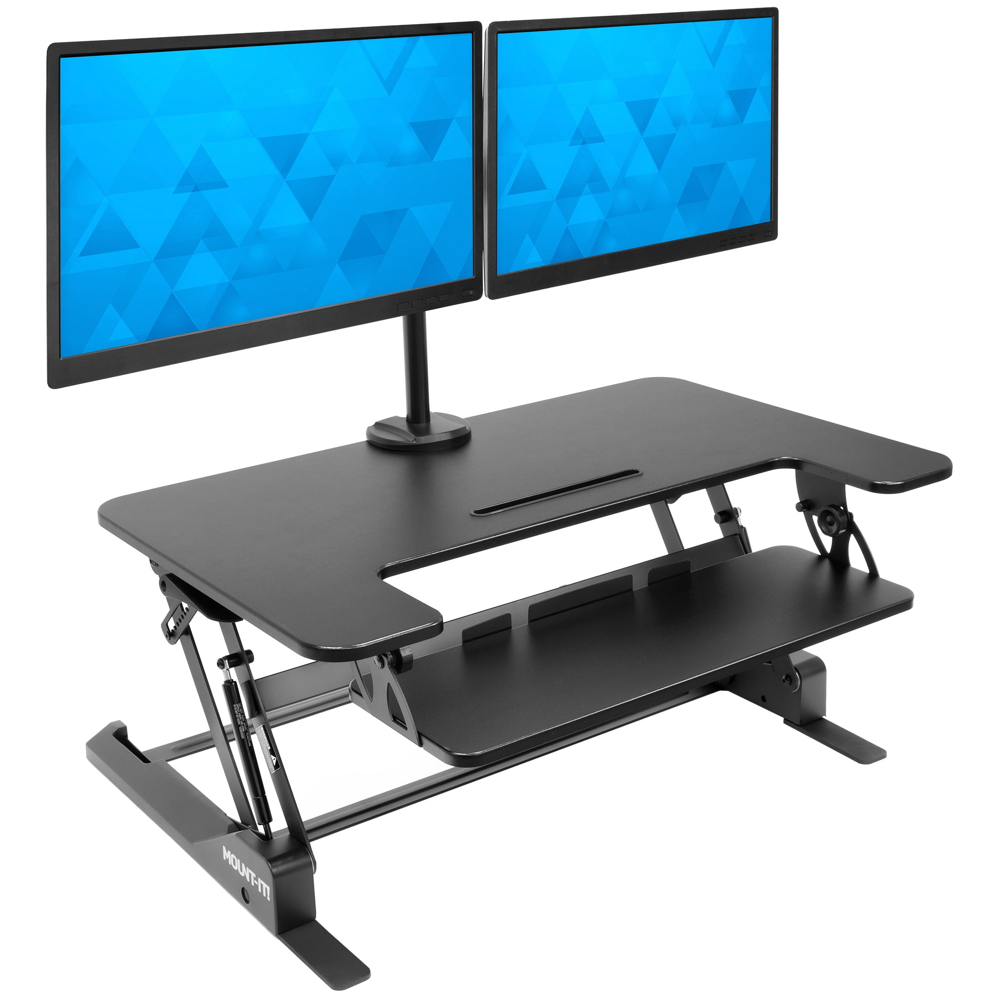 Mount-It! Standing Desk Converter with Dual Monitor Mount, 36 inch Platform, Fits Up To 32" Monitors