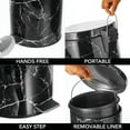 thumbnail image 5 of mDesign Metal/Steel 3.2 Gallon/12L Round Step Trash Can with Lid - Black Marble, 5 of 8