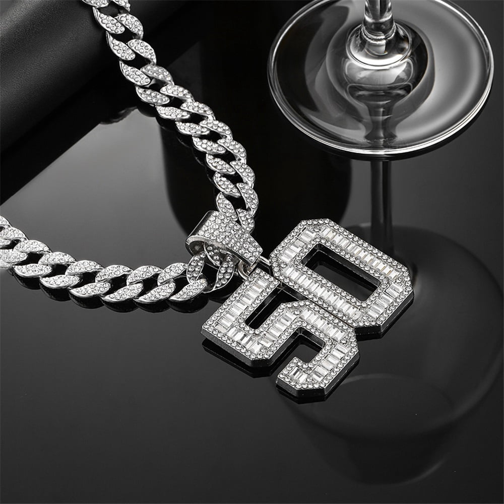 Men Women Hip Hop Number 50 Pendant Necklace With 15mm Crystal Cuban Chain HipHop Iced Out Bling Necklaces Fashion Charm Jewelry