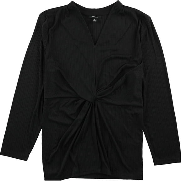 Alfani Womens Twisted Pullover Blouse, Black, Medium