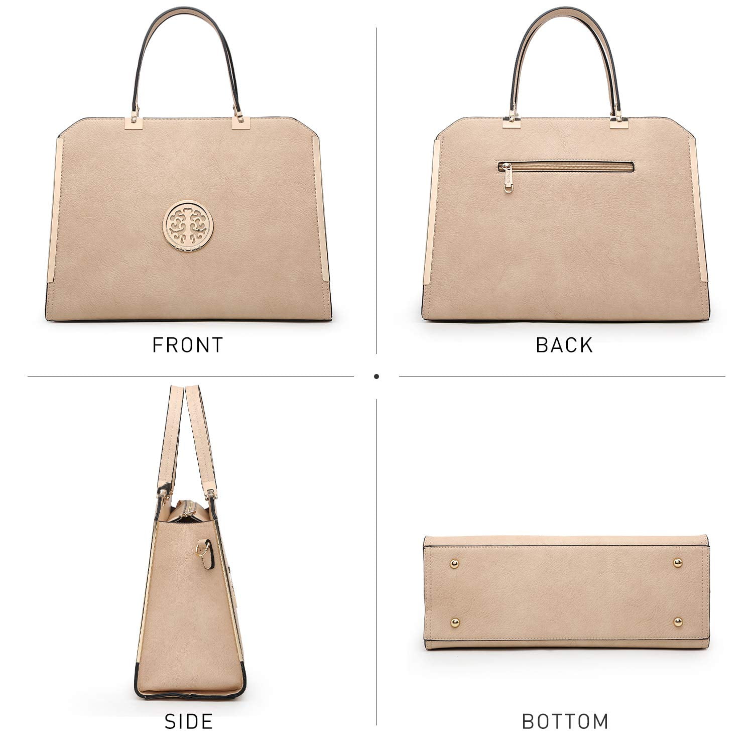 Dasein Women Large Satchel Handbag Shoulder Purse top Handle Work Bag Tote with Matching Wallet