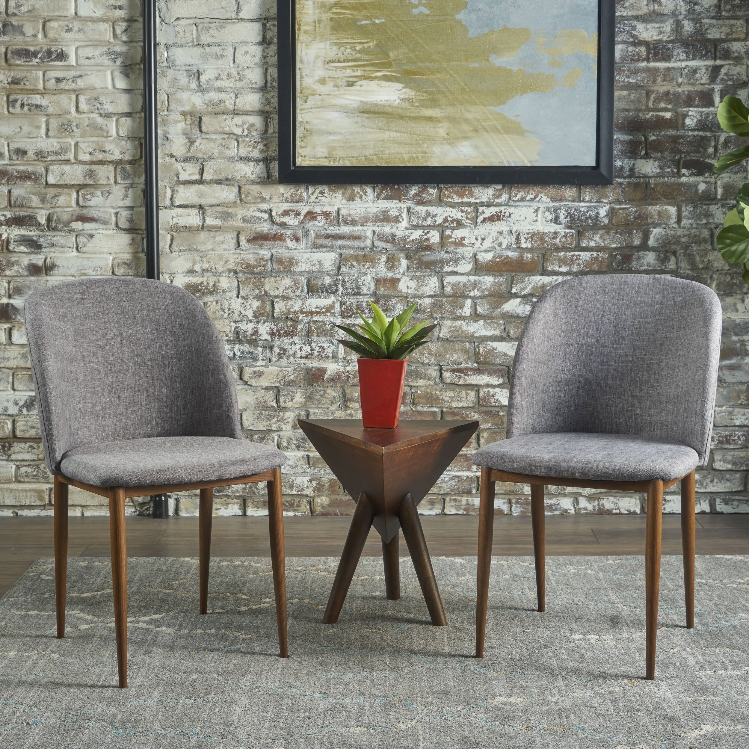 Noble House Alexa Mid Century Modern Fabric Dining Chairs, Set of 2