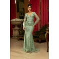 thumbnail image 5 of Women's Royal Queen RQ8125 Sequin V-Neck Long Sleeve evening elegant Gown Dress Silver 16, 5 of 8
