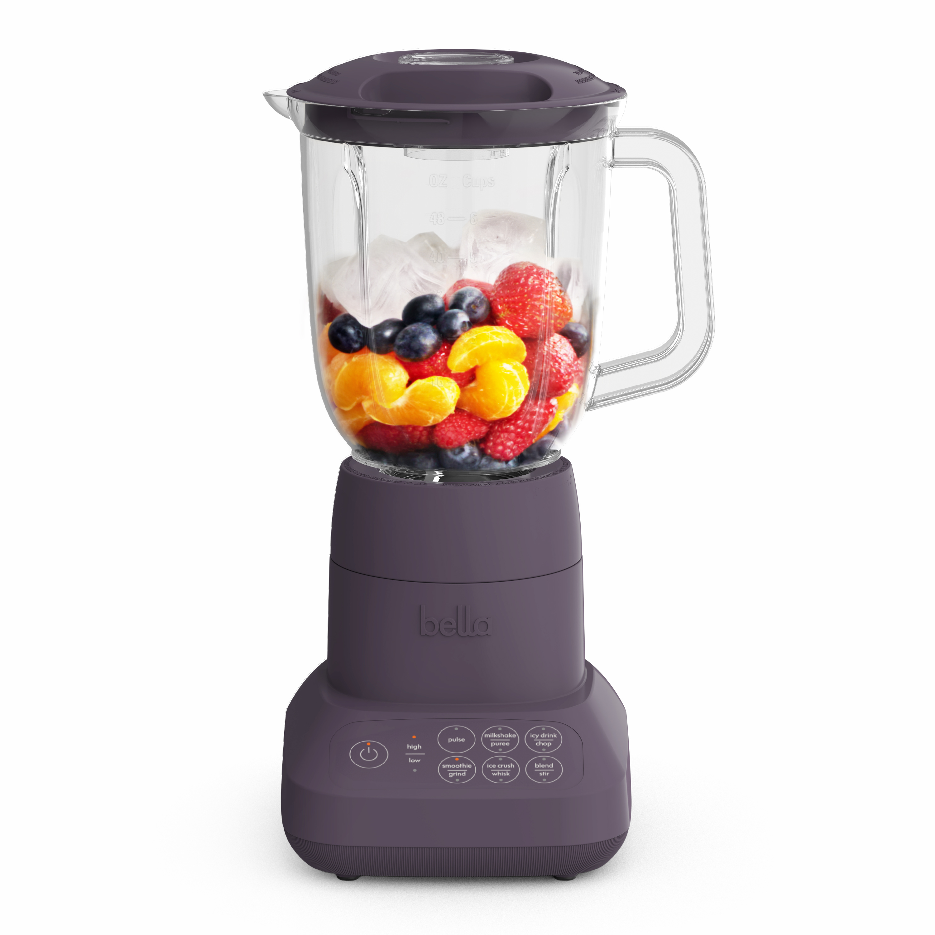 bella 10 Speed Countertop Blender, 48 oz Dishwasher Safe Pitcher, Juicer & Smoothie Maker with Fits-Anywhere™ Slim Flip & Store Design, Stainless Steel Blade, Plum