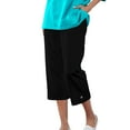 thumbnail image 1 of FAIWAD Linen Pants Women Summer Drawstring Workout Capris Elastic Waist Quick Dry Lightweight Cropped Trousers with Pockets, 1 of 6