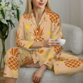thumbnail image 6 of Pofeuu Pineapples Print Womens Pajamas Set Long Sleeve Sleepwear Button Down Nightwear Soft Pj Lounge Sets Button Down Pajamas Women-X-Large, 6 of 7