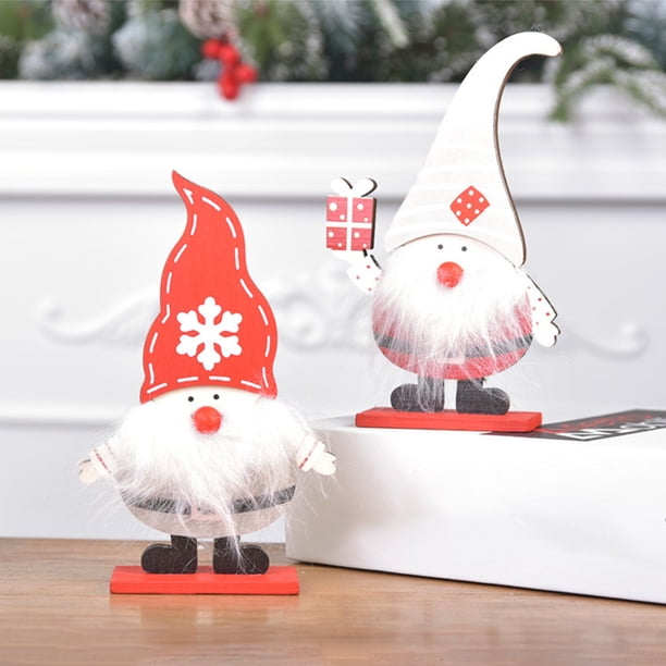 Farfi Decoración navideña ensamblada pintada de madera Papá Noel adornos de Papá Noel Gnome Farfi 21052337