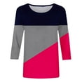 thumbnail image 5 of ATOYSOY Women's 3/4 Sleeve Tees Fall Winter Loose Tops Crew Neck Sweatshirts Outwear Retro Casual Shirts Color Block Pullover Workout Fashion Red S, 5 of 5