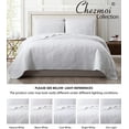 thumbnail image 5 of Chezmoi Collection Frederick 3-Piece Lightweight Cooling Quilt Set, Bamboo Fiber Medallion Embroidery Quilted Coverlet Set (King, White), 5 of 5