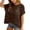 Brown, variant on Womens Summer Tops Scoop Neck Short Sleeve Sweater Casual Crochet Hollow Out Knit Tops Pullover Shirts Beach Coverup Green#3 S