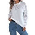 thumbnail image 2 of Women'S Crochet Sweaters Crew Neck Long Sleeve Cute Hollow Out Cotton Pullover Knit Tops White L, 2 of 9