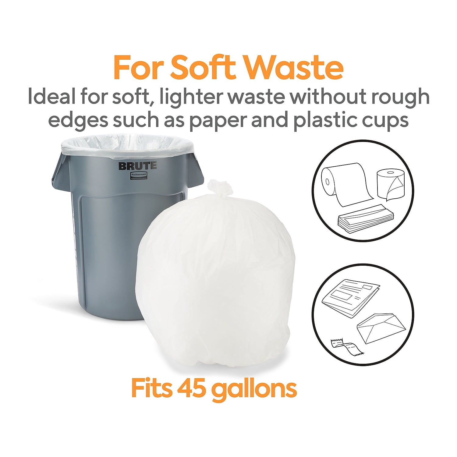 Staples Coastwide Professional 40-45 Gallon Trash Bag 40" x 48" High Density 22 mic Natural 150
