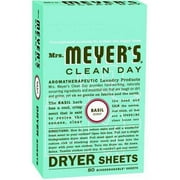 Mrs. Meyers Dryer Sheet, Basil, 80 CT (Pack of 12)