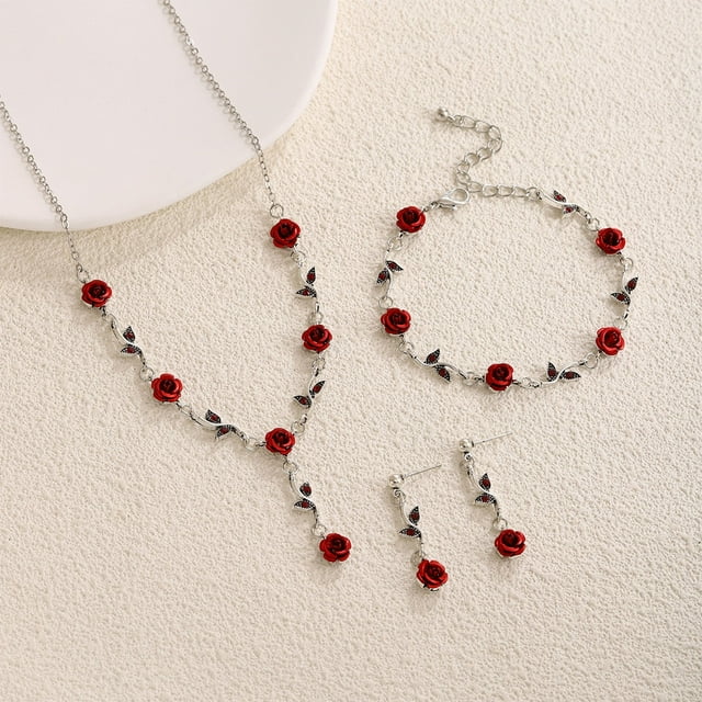 Delicate Collarbone Necklace Bracelet And Earrings Jewelry Set Sweet Lights Luxuries Gift
