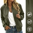 thumbnail image 3 of Perfectbot Women's Bomber Jacket, Waterproof Windproof Lightweight Full Zip Casual Fall Outwear, 3 of 8
