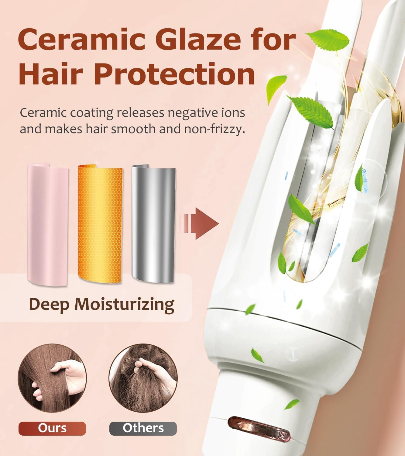 Automatic Hair Curler with 4 Temperature & 3 Timer Settings, Auto-Rotating Ceramic Curling Iron with Anti-Tangle & Anti-Scold Design