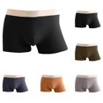 thumbnail image 4 of Lovskoo Men's Briefs Solid Color Cotton Ribbed Comfortable High Waisted Boxer Briefs for Men Black, 4 of 4