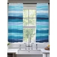 thumbnail image 2 of Abstract Ocean Sheer Curtains 63 Inch Long 2 Panels, Watercolor Ombre Wave Stripe Blue Theme Light Filtering Rod Pocket Curtains, Sheer Voile Drapes for Living Room Bedroom, 52"x63", 2 of 8
