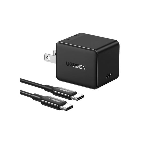 Cargador Tipo C de 25W Ugreen Carga Rápida con Cable USB C 1 m color negro