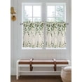 thumbnail image 2 of Sage Green Eucalyptus 2 Panel Kitchen Curtains for Small Windows, Farmhouse Weeping Leaves Linen Bathroom Tier Curtain, Short Window Treatment for Bedroom/Living Room 55"x24", 2 of 6