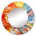 thumbnail image 2 of Designart "Layers Of Emotion Orange Blue Expression" Abstract Orange Large Round Mirror - Round Mirror Wall Décor - Glam Round Printed Mirror 29" x 29" Inch, 2 of 5