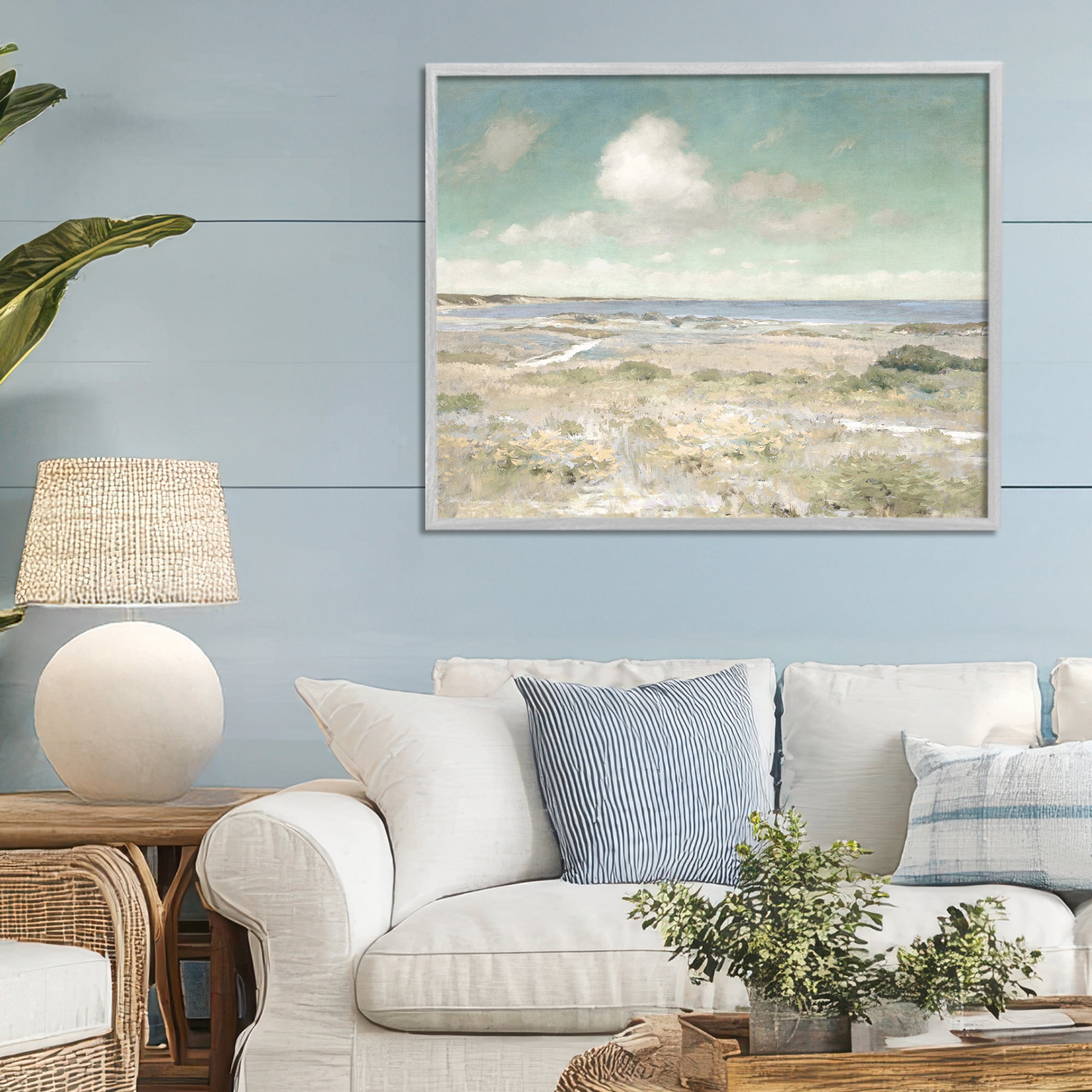 Stupell Industries Water View with Clouds Gray Framed Giclee Art, design by Christy McKee