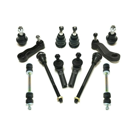 12 Pc Front Suspension & Steering Kit Outer Inner Tie Rod Ends Ball Joints Sway Bars Idler & Pitman Arm with 3 Groove Spline Fits select: 2001-2010 CHEVROLET SILVERADO, 2001-2010 GMC SIERRA