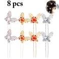 thumbnail image 1 of 8PCS Épingles à Cheveux U en Forme de Barrettes de Cheveux Papillon Accessoires de Cheveux pour Mariage, 1 of 10