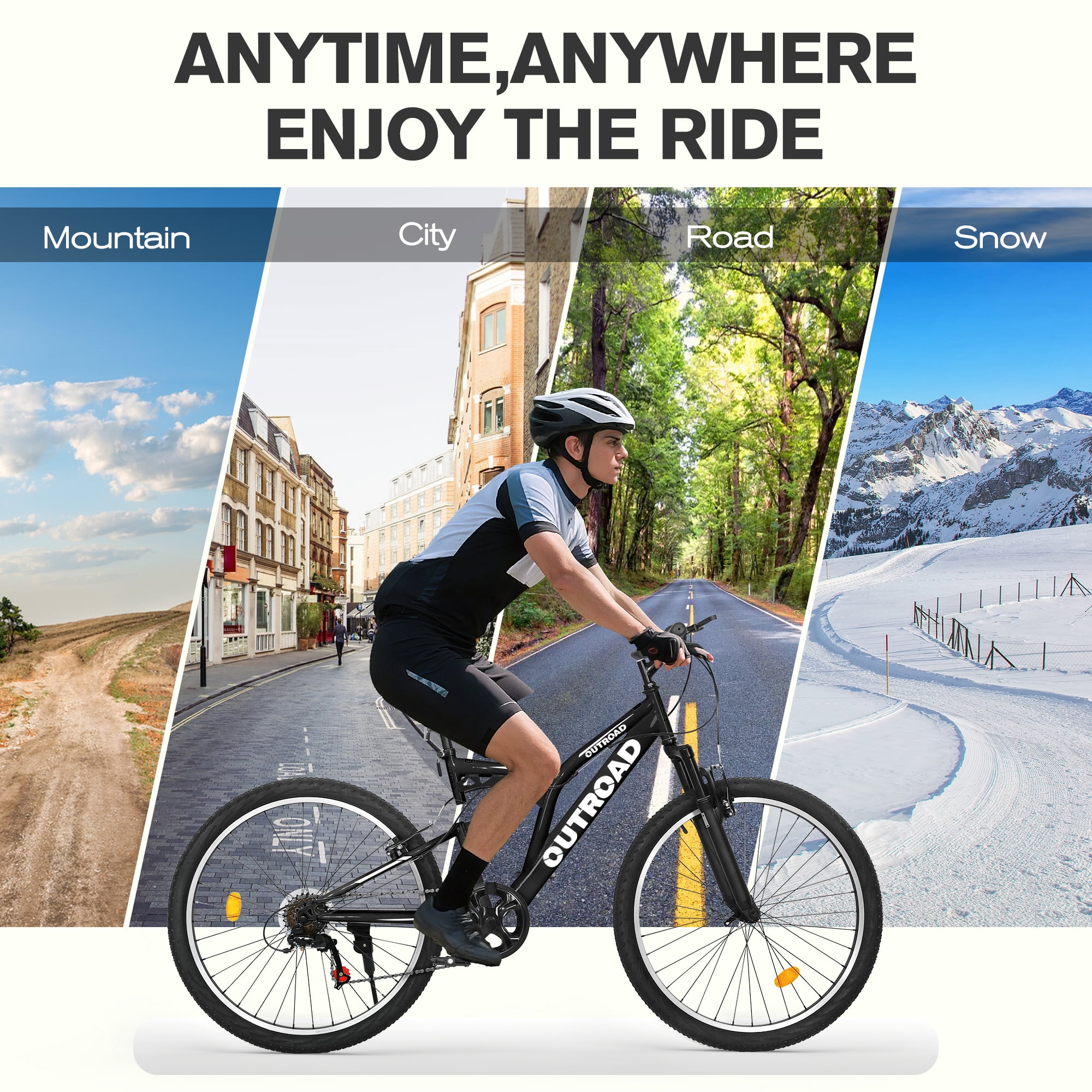 Marknig 26 inch Mountain Bike, 7 Speed Adult Bicycle with High-Carbon Steel Frame, Dual Disc & V-Brakes, Adjustable Seat for Men and Women,MTB with Shock Absorption System, Black