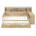 thumbnail image 3 of Euroco Wood Twin Size Daybed with Bookcase, Functional Shelves and Drawers for Bedroom, Natural, 3 of 12
