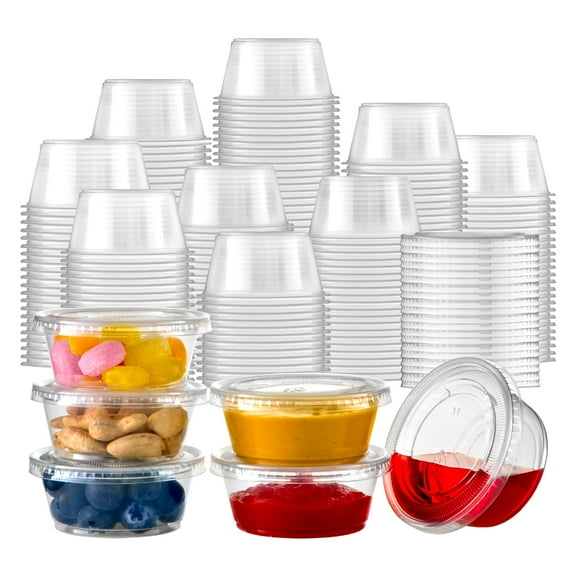 Fit Meal Prep 1250 Pack 3.25 oz Jello Shot Cups with Lids, Disposable Souffle Portion Cups for Sauce