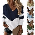 thumbnail image 3 of Gvmfive Women Color Block Crochet Drop Shoulder Long Sleeve V-Neck Casual Sweater, 3 of 4