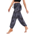 thumbnail image 3 of Defitshape Women's Harem Pants Yoga Hippie Boho Jogger Parachute Bohemian Genie Pants Cool Summer Beach Trousers Drawstring Elastic Waist Patterned2 One Size, 3 of 5