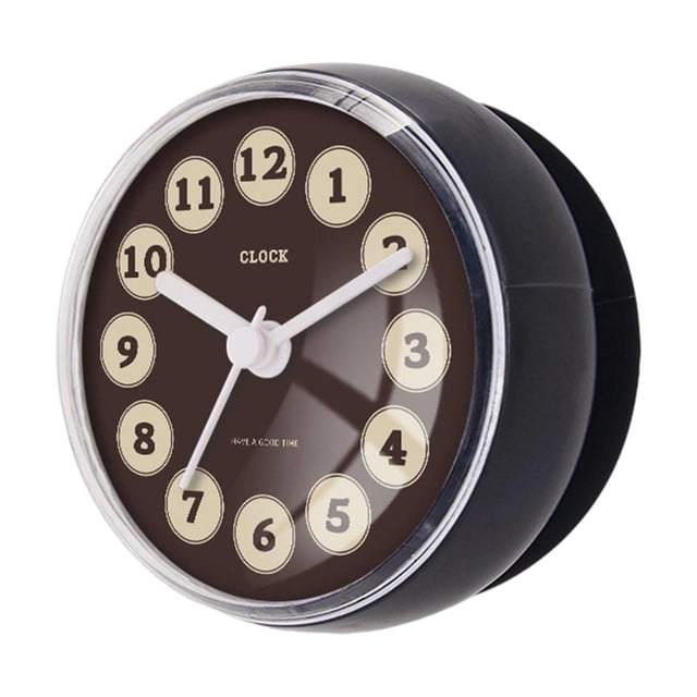 Reloj de pared para ducha compacto, antivaho, impermeable, pequeño, con ventosa Estilo F