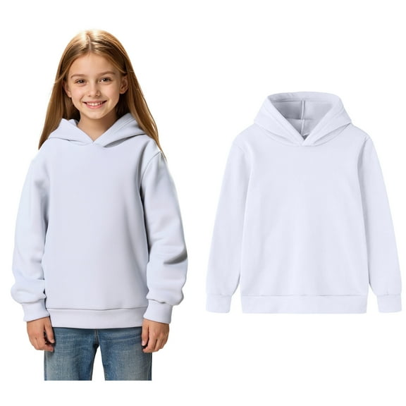 Kid Hoodie White Hooded Long Sleeve Hooded Sweatshirt Top Warm Fall Winter Clothes Boy Clothes 5-6 Years