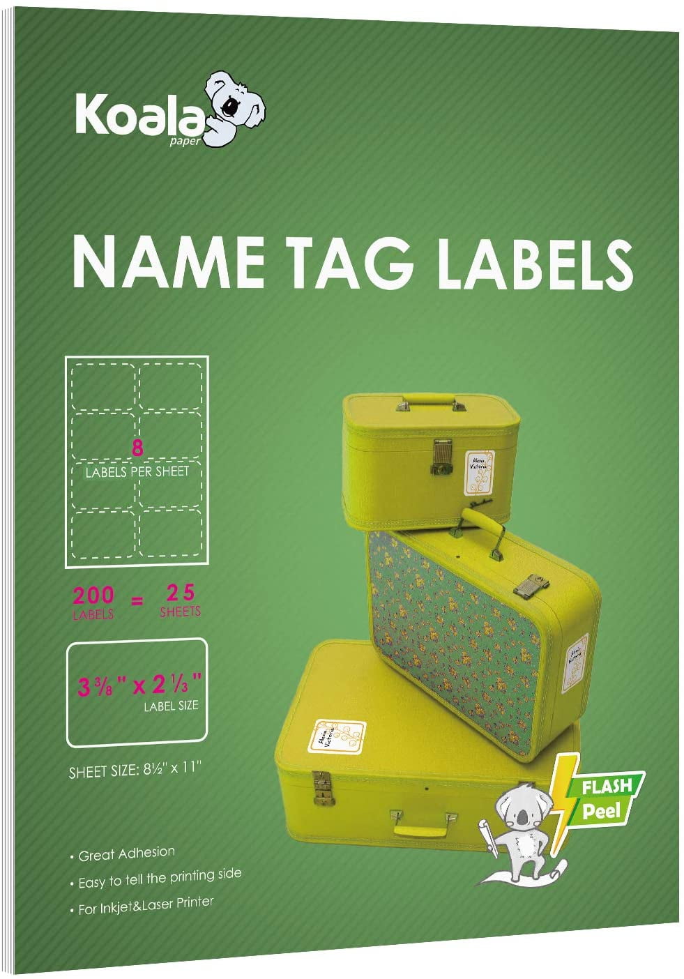 200 Koala Name Badge Tags 8 UP Label Per Sheet Self Adhesive Sticker Return Logo 