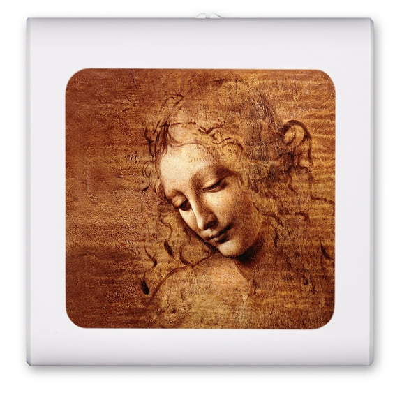 Plug in Dimmable LED Night Light with Dusk to Dawn Auto Sensor, Adjustable Brightness, Warm Light, Auto On/Off Nightlight for Bathroom, Hallway, Nursery, Bedrooms - Da Vinci: La Scapigliata