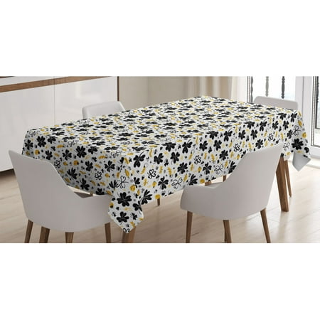 

Forest Tablecloth Ladybugs Leaves Woodland Joyful Nature Caterpillar Doodle Summer Rectangle Satin Table Cover Accent for Dining Room and Kitchen 60 X 84 Mustard and Charcoal Grey by Ambesonne