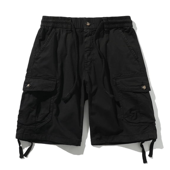 Work Pants for Men's Multi Bag Workwear Pants Summer New Loose Size Outdoor Quarter Pants Mens Work Cargo Shorts Black 5XL