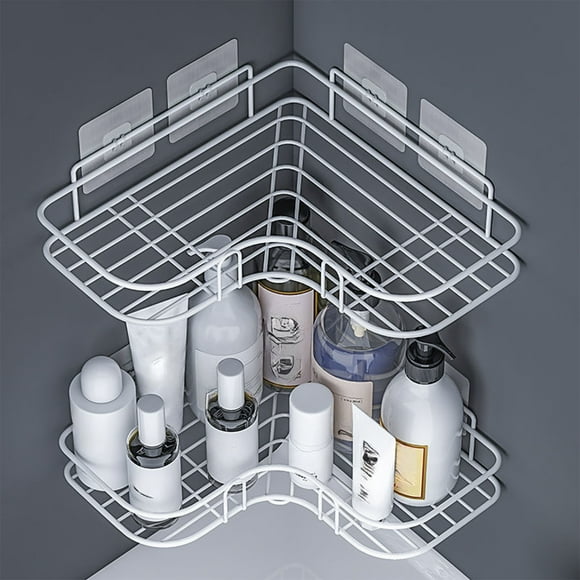 Lunxisen 4 Pcs Wall Mounted Bathroom Shelf Storage Rack Toilet Washstand Double Layer Simple Storage Rack Kitchen Counter Metal Storage Wall Storage Rack Bath Shelf