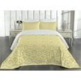 thumbnail image 2 of Ambesonne Japanese Quilted Coverlet 3 Pcs, Vintage Bohem Geometric, King Size, Yellow and Cream, 2 of 4