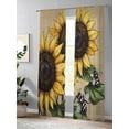thumbnail image 4 of Retro Bees Sheer Curtains 2 Panels Set Sunflower Leaf Pastoral Retro Bees Lihgt Filtering Rod Pocket Voile Drape, Semi Sheer Window Curtains for Bedroom Living Room, 52"x108", 4 of 5