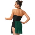 thumbnail image 2 of iiniim Women's Figure Ice Skating Dress Shiny Rhinestones Halter Lyrical Ballet Dancewear Dark Green M, 2 of 7