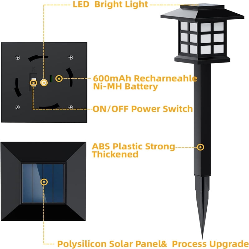 12 Pack LED Solar Outdoor Lights - Automatic Sidewalk Lights for Garden, Landscape, Path, Patio, Deck, Driveway（multi-colored）