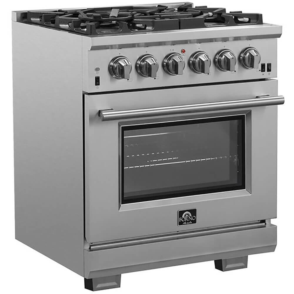 Forno Capriasca 30-Inch Freestanding Dual Fuel Range, 4 Burners, True Convection Oven