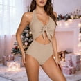 thumbnail image 4 of Maillots de Bain une Pièce pour Femmes 2026 Mode Licou à Nouer devant Monokini à Découpes, 4 of 9
