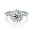 thumbnail image 2 of 1 Carat Diamond Round Cut Moissanite - Engagement Ring - Art Deco Ring - Anniversary Ring - 18k White Gold Over Silver, 2 of 4