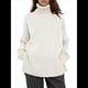thumbnail image 1 of Suéter de Punto Holgado e Informal con Aberturas para Mujer, de Color Liso, con Cuello Alto, para Otoño e Invierno. S, 1 of 10